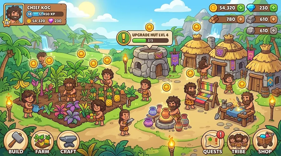 Stone Age Tribal Village Farm Simulator